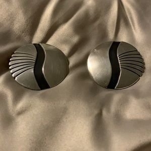Vintage sterling silver disc earrings